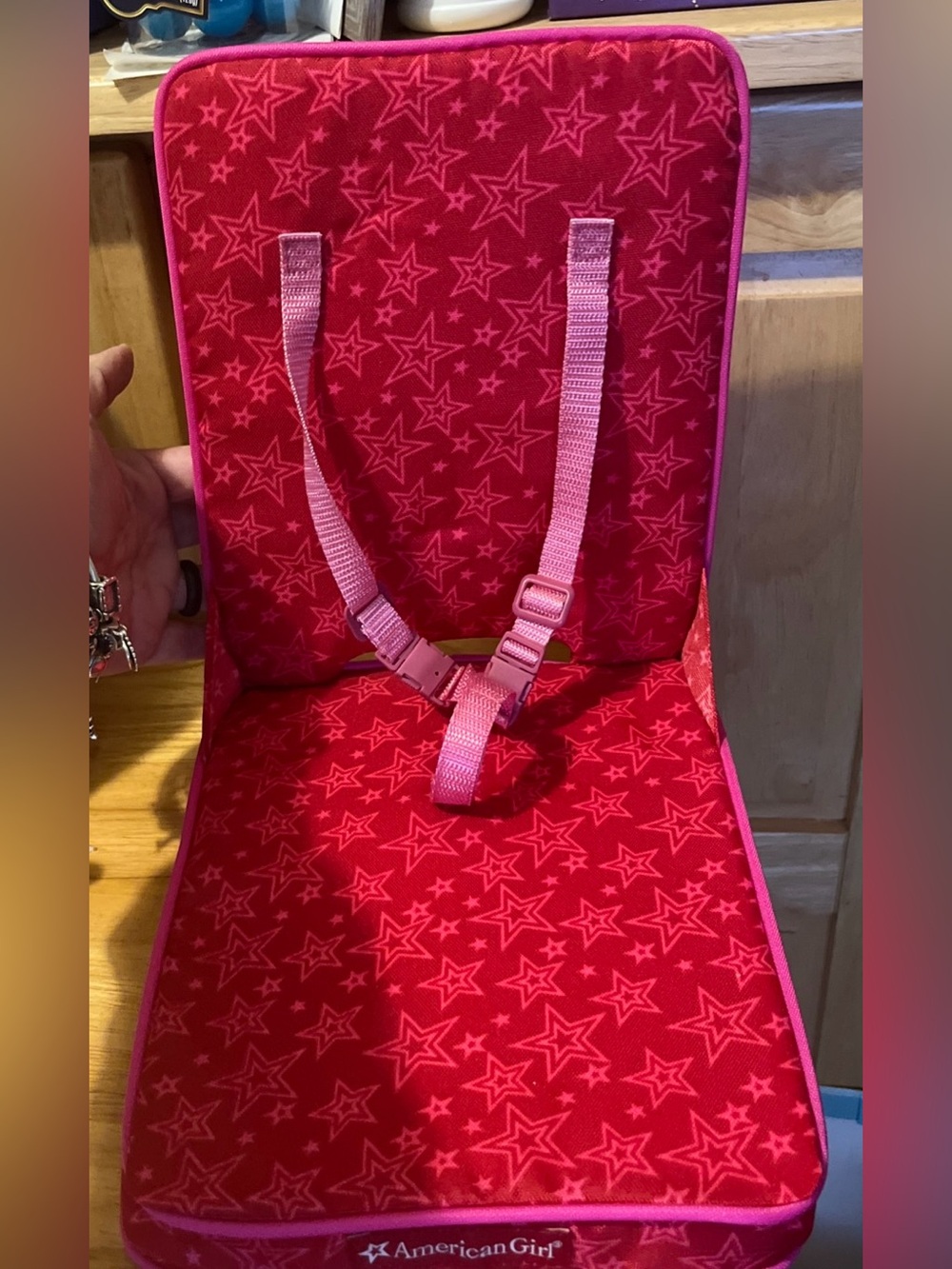 American Girl Doll Travel Seat Red 18 Inch Doll Carrier Chair Accessory.